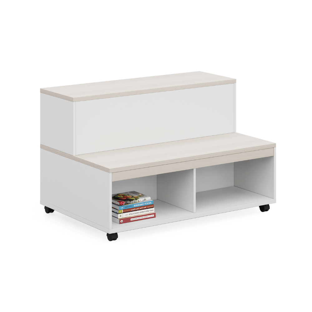 Athena School Library Wooden Mobile Ladder Cabinet Bookcase System