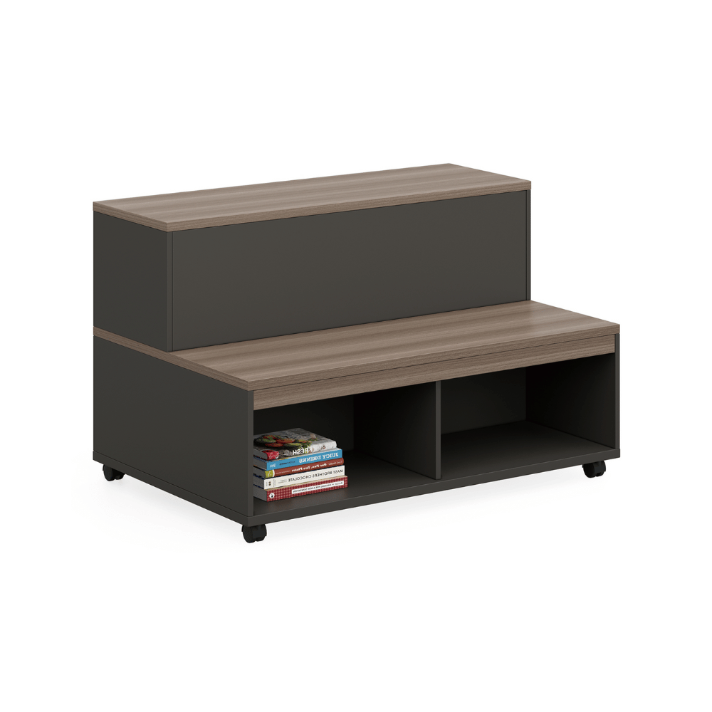 Athena School Library Wooden Mobile Ladder Cabinet Bookcase System