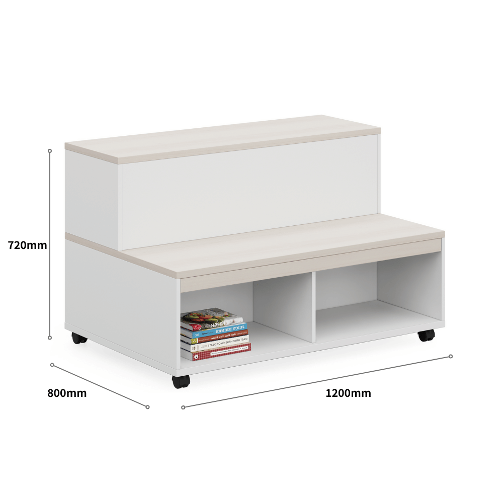 Athena School Library Wooden Mobile Ladder Cabinet Bookcase System
