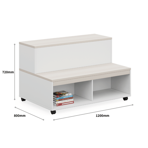 Athena School Library Wooden Mobile Ladder Cabinet Bookcase System