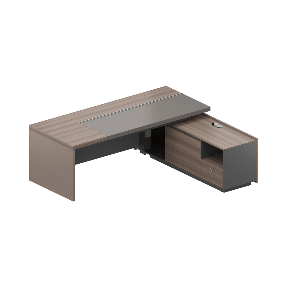Aura Luxury Wooden Executive Desk with Side Return Cabinet