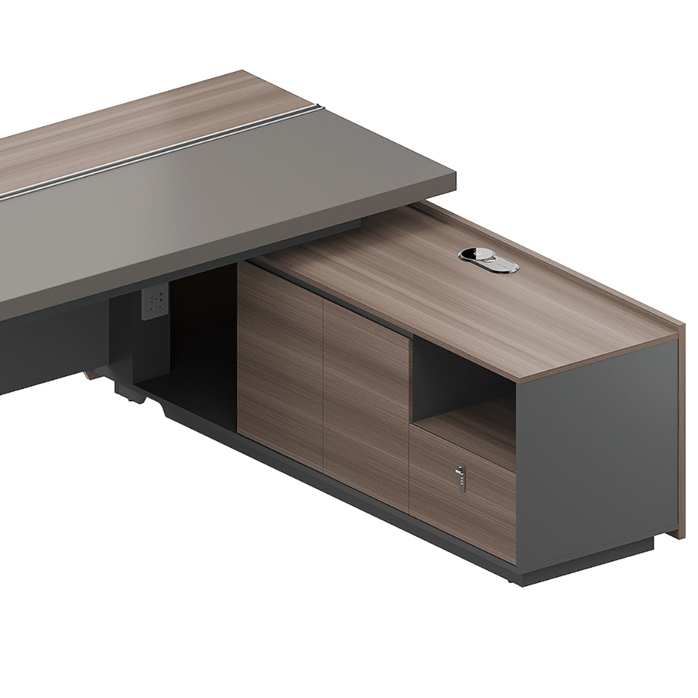 Aura Luxury Wooden Executive Desk with Side Return Cabinet