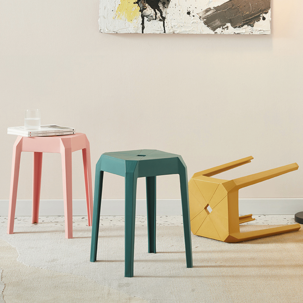 Axis Modern Stackable Plastic Square Stool