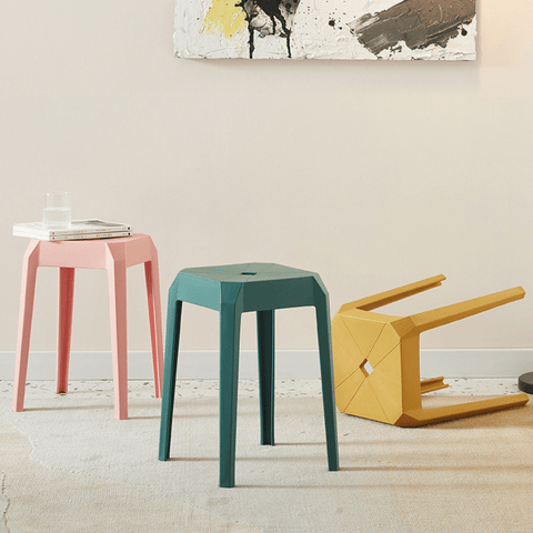 Axis Modern Stackable Plastic Square Stool