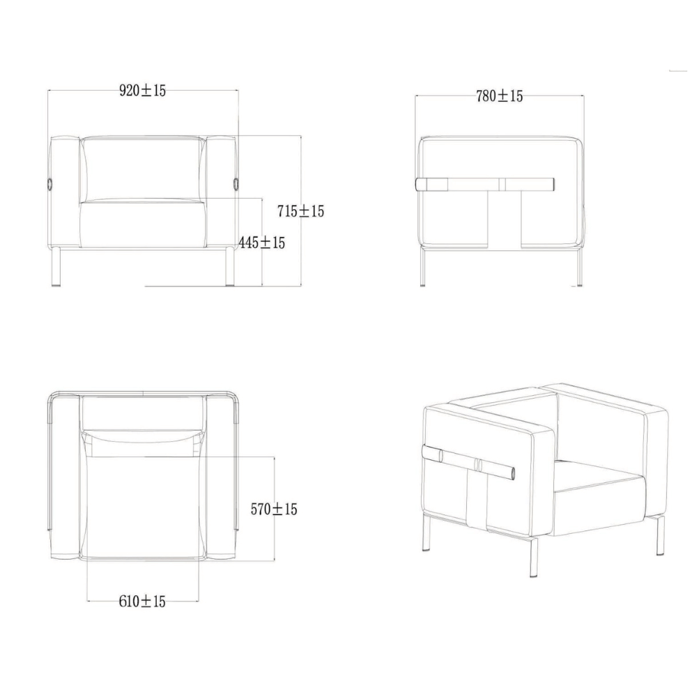 Band Single Seater Modern Office Leather Lounge Sofa