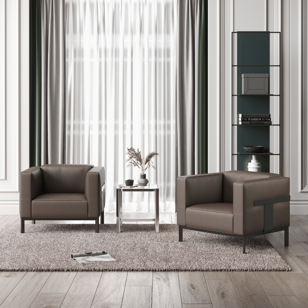 Band Single Seater Modern Office Leather Lounge Sofa