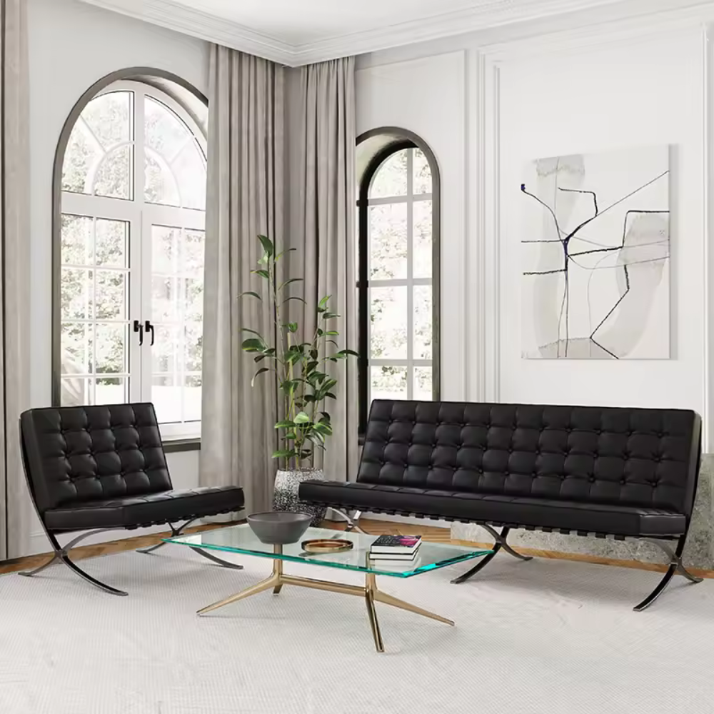 Barcelona Three Seater Leather Office Lounge Sofa - Gavisco Premium Office Furniture