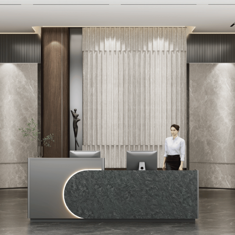 Basalt Modern Luxury Office Reception Counter Desk