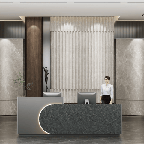 Basalt Modern Luxury Office Reception Counter Desk