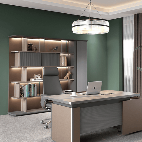 Beckett-D Premium Executive Office Wooden Bookshelf Cabinet