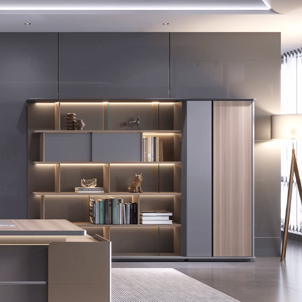Beckett-D Premium Executive Office Wooden Bookshelf Cabinet