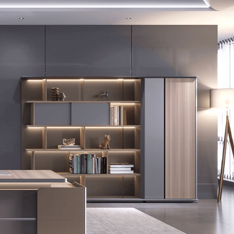 Beckett-D Premium Executive Office Wooden Bookshelf Cabinet