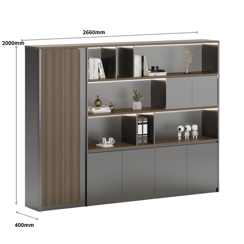Beckett-E Premium Executive Office Wooden Cabinet Bookshelf