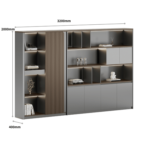 Beckett-E Premium Executive Office Wooden Cabinet Bookshelf