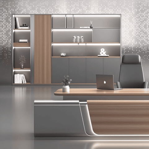 Beckett-E Premium Executive Office Wooden Cabinet Bookshelf