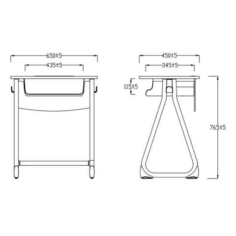 Bell-B Multifunctional Classroom Training Desk With Storage and Hook - Gavisco Office Furniture