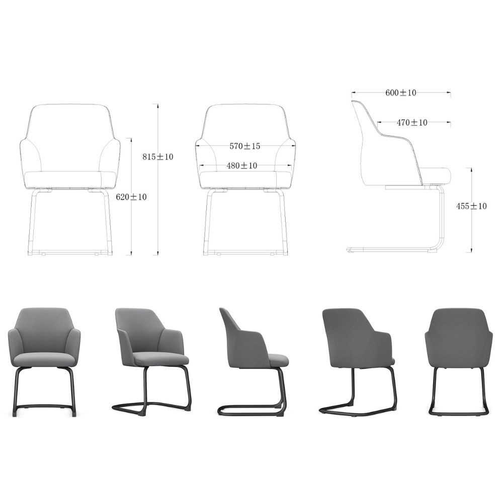 Belle-V Mid Back Office Fabric Conference Meeting Cantilever Chair