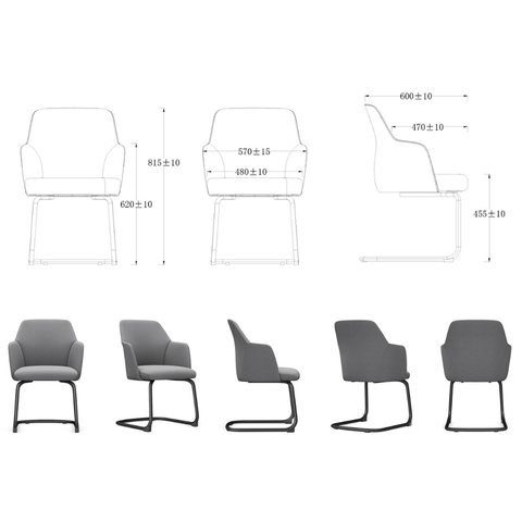 Belle-V Mid Back Office Fabric Conference Meeting Cantilever Chair