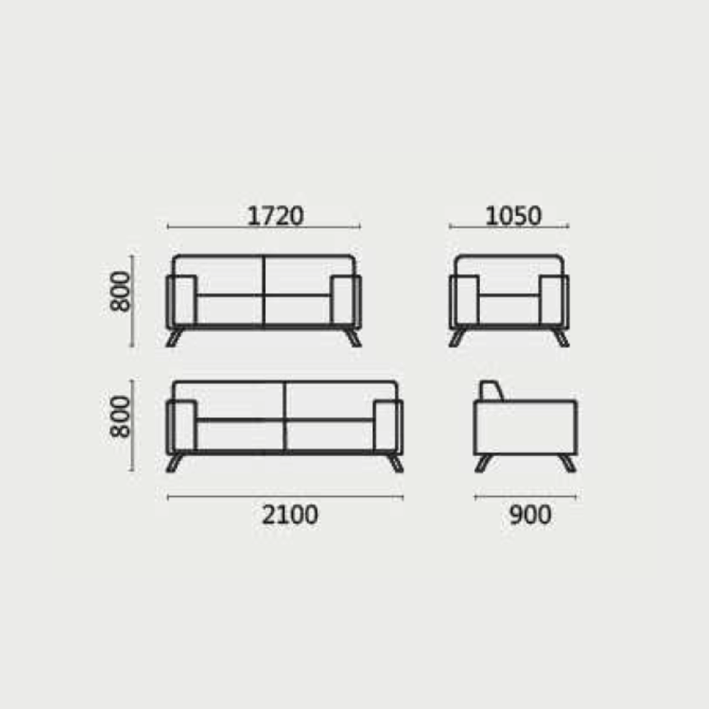 Bellice Three Seater Modern Office Leather Lounge Sofa