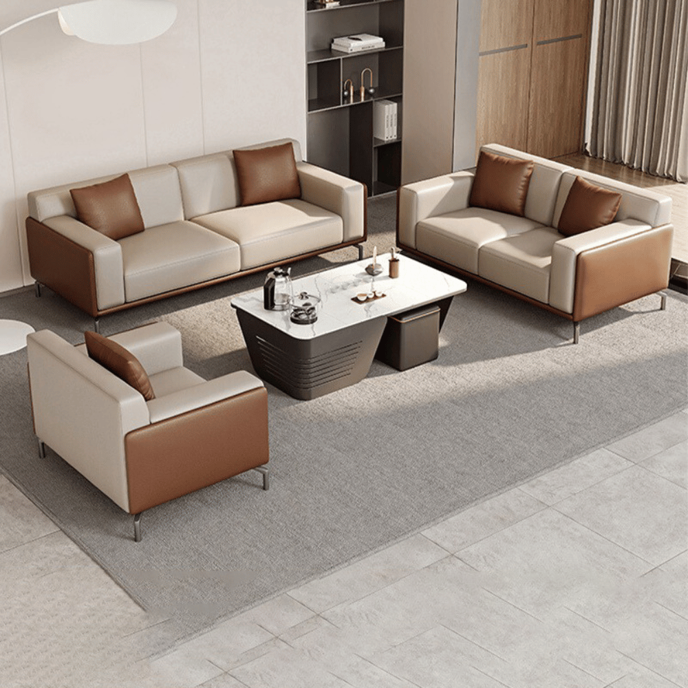 Bellice Three Seater Modern Office Leather Lounge Sofa