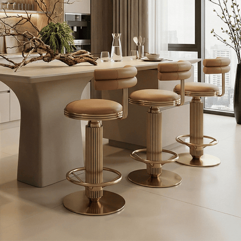 Betsy-II Luxury Adjustable Swivel Velvet Upholstered Barstool
