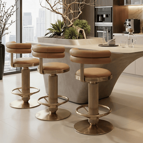 Betsy-II Luxury Adjustable Swivel Velvet Upholstered Barstool