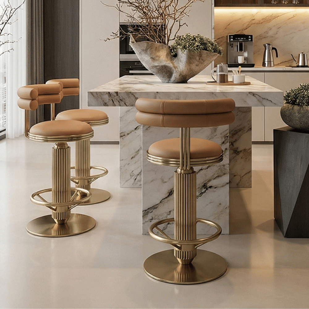 Betsy-II Luxury Adjustable Swivel Velvet Upholstered Barstool