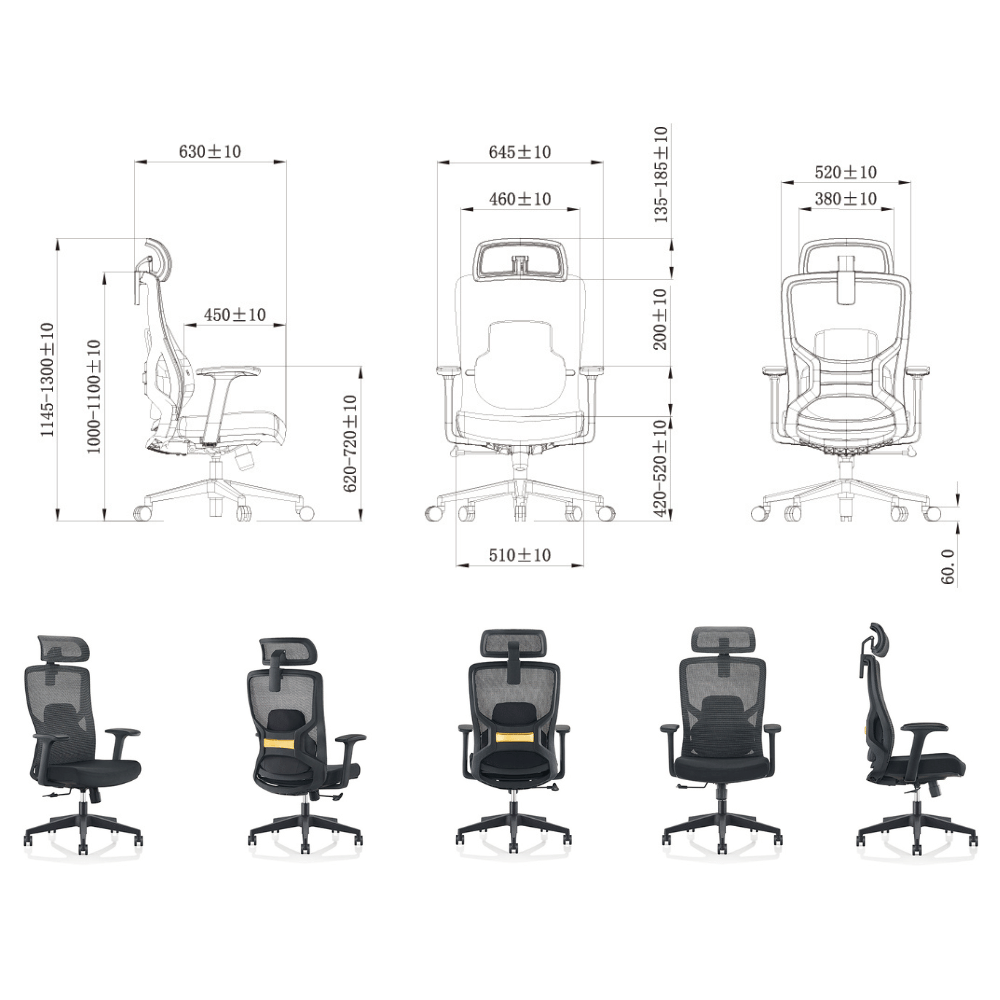 Beta High Back Ergonomic Office Chair with Memory Foam Cushion - Gavisco Office Furniture