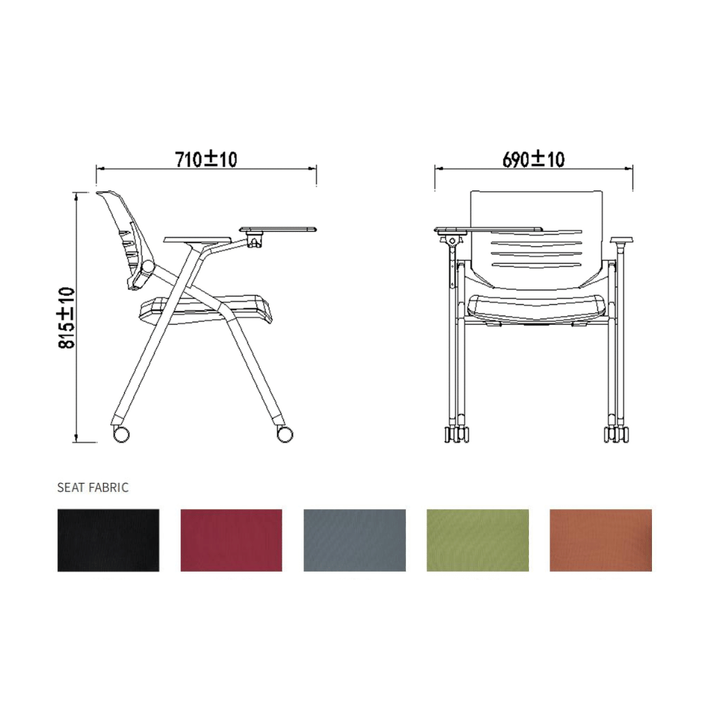 Boat-B Foldable Training Chair with Seat Cushion and Writing Board