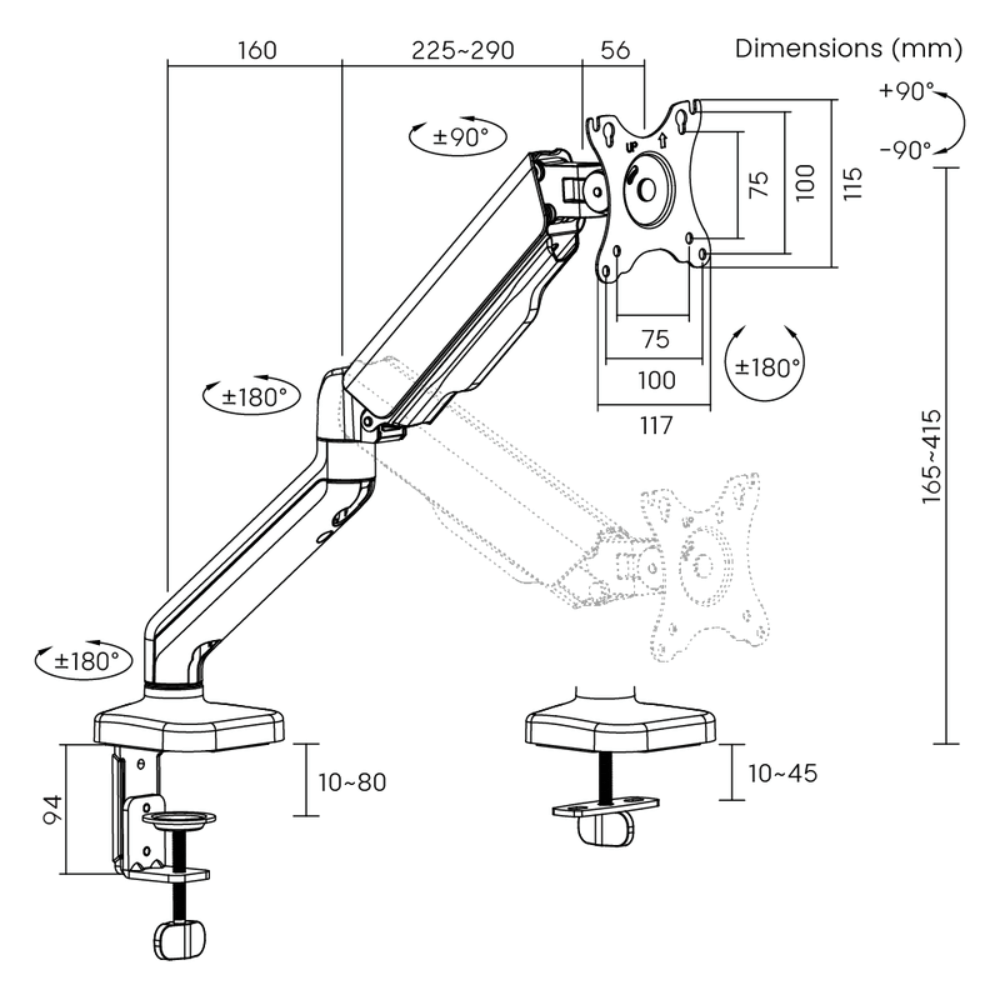 Brateck LDT46-C012E 單顯示器螢幕支架