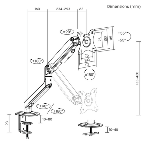 Brateck LDT63-C012 單顯示器螢幕支架