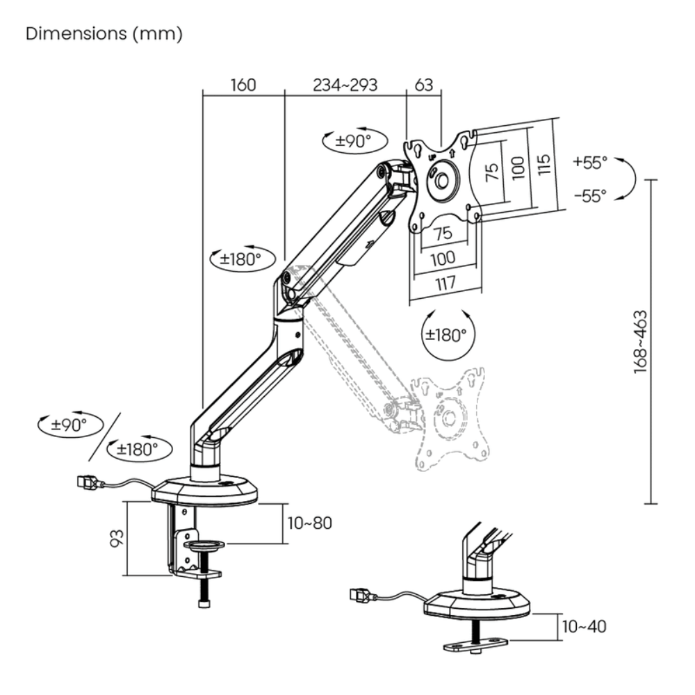 Brateck LDT63-C012GL 入門級 RGB 單顯示器電競螢幕支架