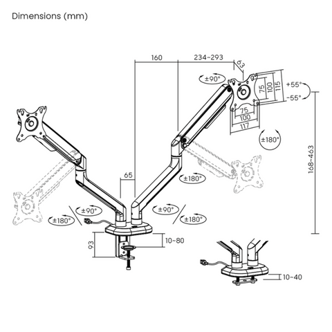 Brateck LDT63-C024GL 入門級 RGB 雙顯示器電競螢幕支架