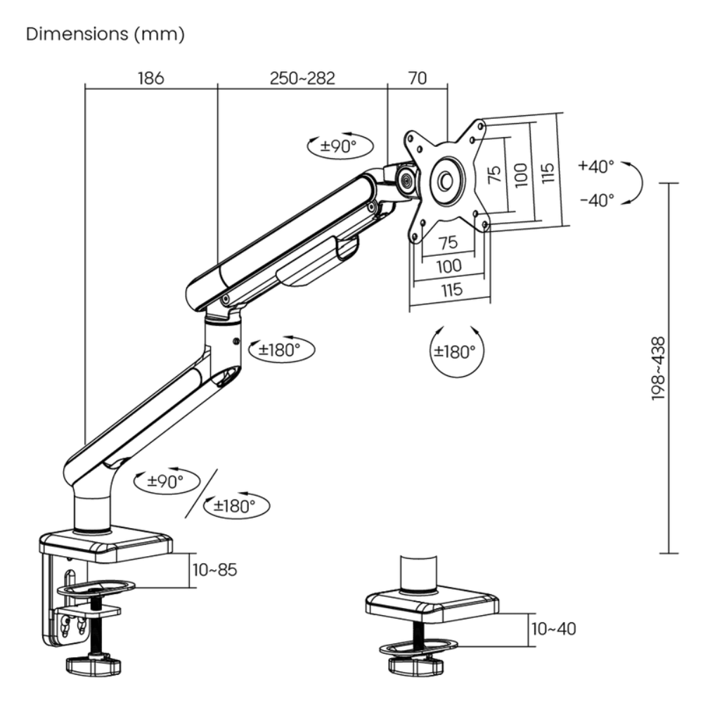 Brateck LDT68-C012 Neo Slim 單顯示器螢幕支架