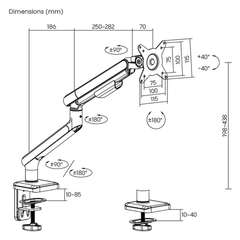 Brateck LDT68-C012 Neo Slim 單顯示器螢幕支架