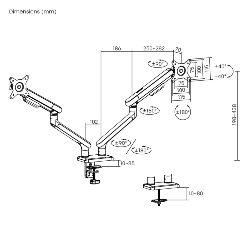 Brateck LDT68-C024 Neo Slim 雙顯示器螢幕支架