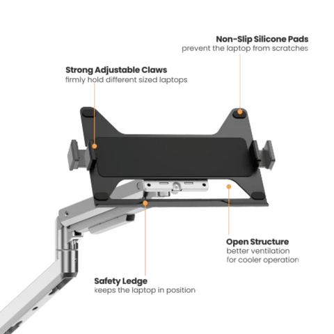 Brateck NBH-6E 適用於顯示器臂的快拆式雙臂螢幕筆電兩用支架