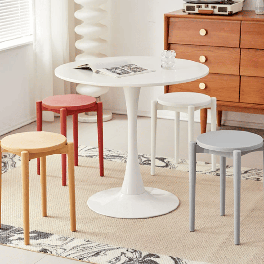 Button Stackable Plastic Round Stool