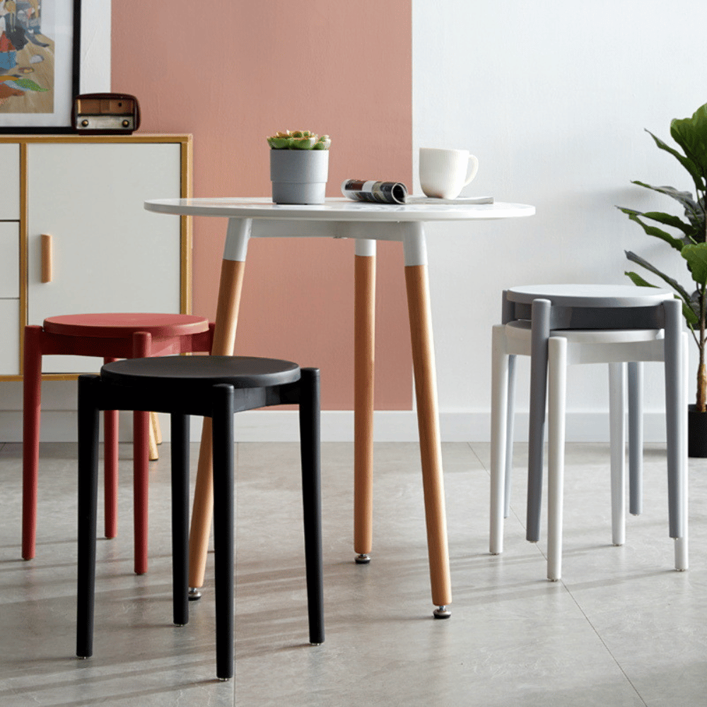 Button Stackable Plastic Round Stool