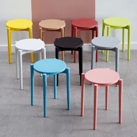 Button Stackable Plastic Round Stool