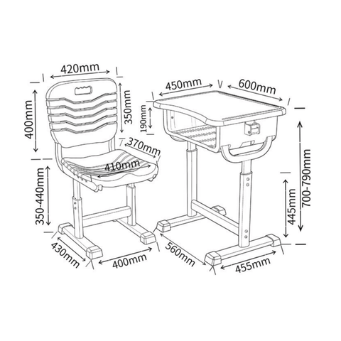 Canvas Adjustable Student Desk and Chair Set