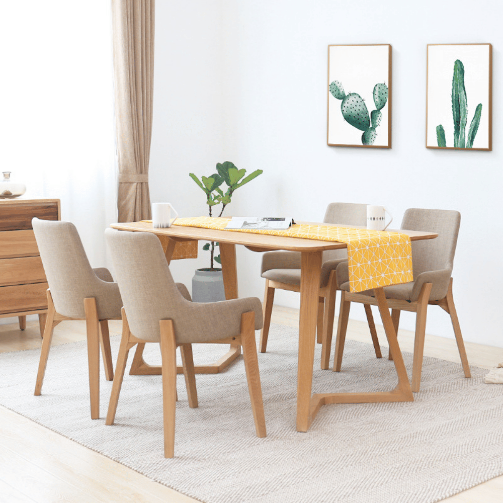 Cayden Modern Linen Solid Wood Dining Chair