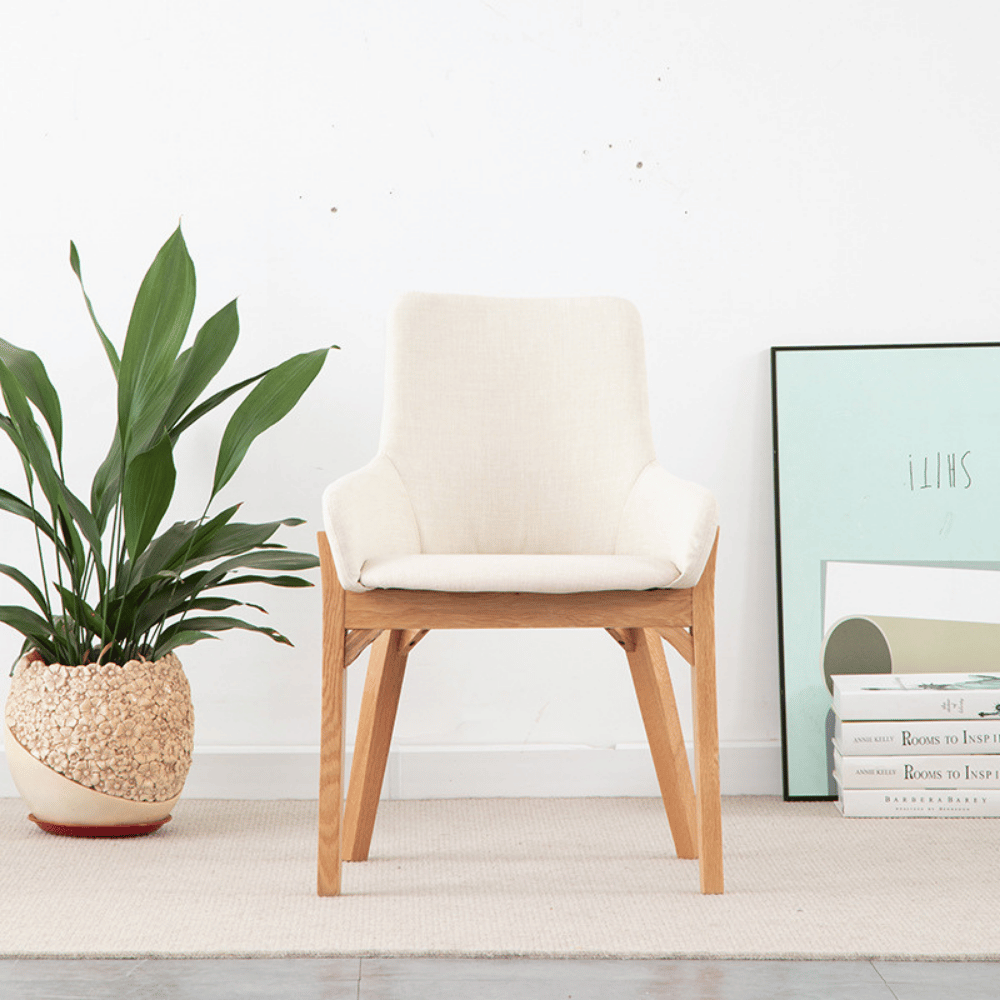 Cayden Modern Linen Solid Wood Dining Chair