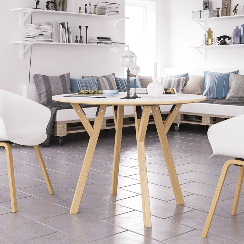CT06 Modern Solid Beech Wooden Round Dining Table