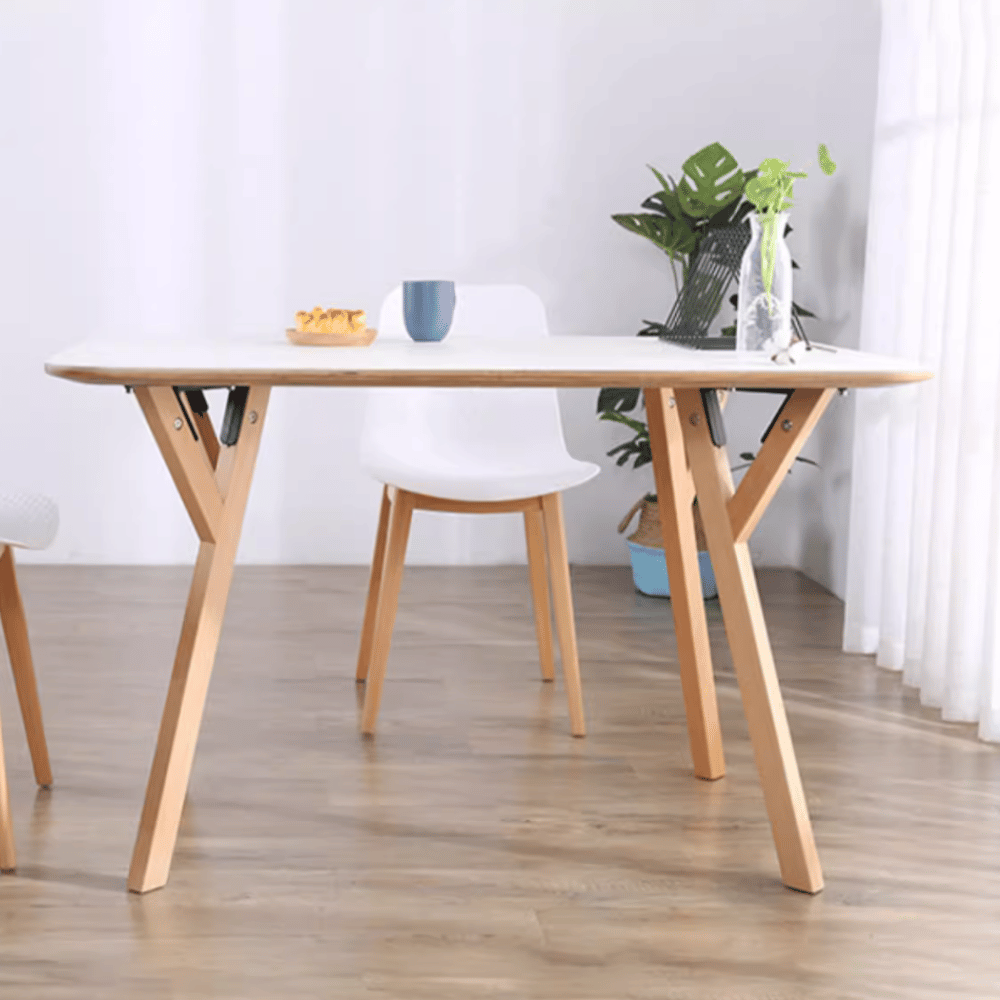 CT07 Modern Solid Beech Wooden Plywood Top Rectangle Dining Table