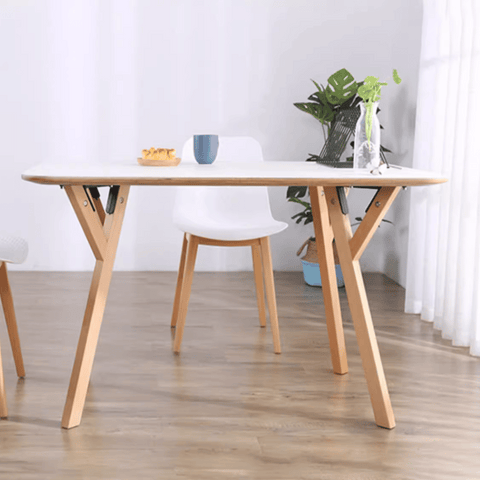 CT07 Modern Solid Beech Wooden Plywood Top Rectangle Dining Table