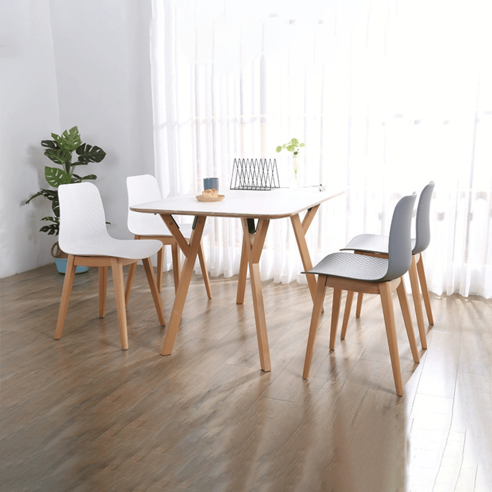 CT07 Modern Solid Beech Wooden Plywood Top Rectangle Dining Table