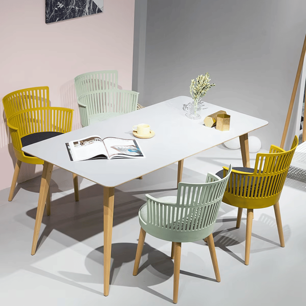 CT08 Modern Solid Beech Wooden Plywood Top Rectangle Dining Table