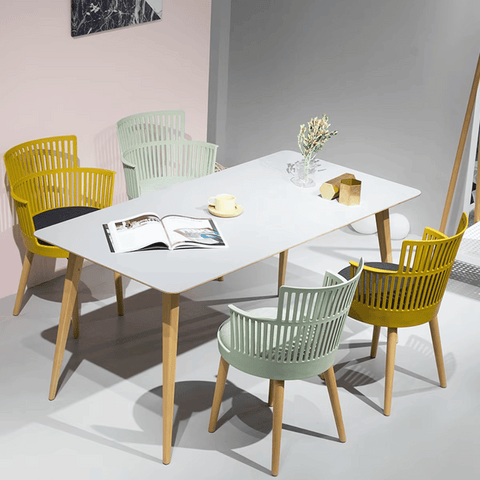 CT08 Modern Solid Beech Wooden Plywood Top Rectangle Dining Table