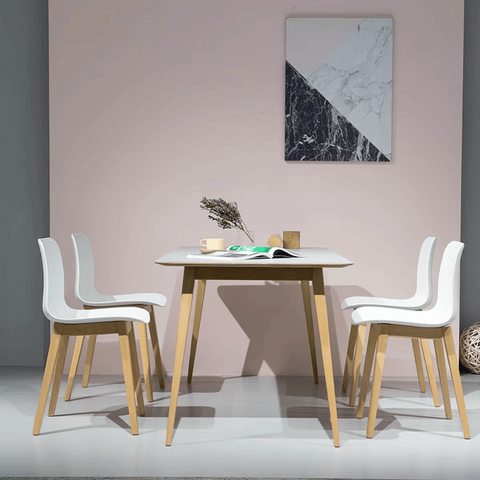 CT08 Modern Solid Beech Wooden Plywood Top Rectangle Dining Table